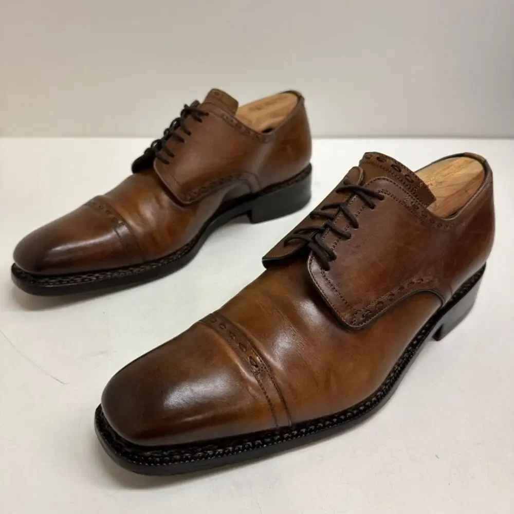 Calzoleria Harris Brown Leather Derby Oxfords
